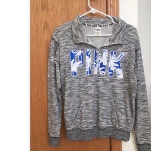 Heather grey PINK quarter zip